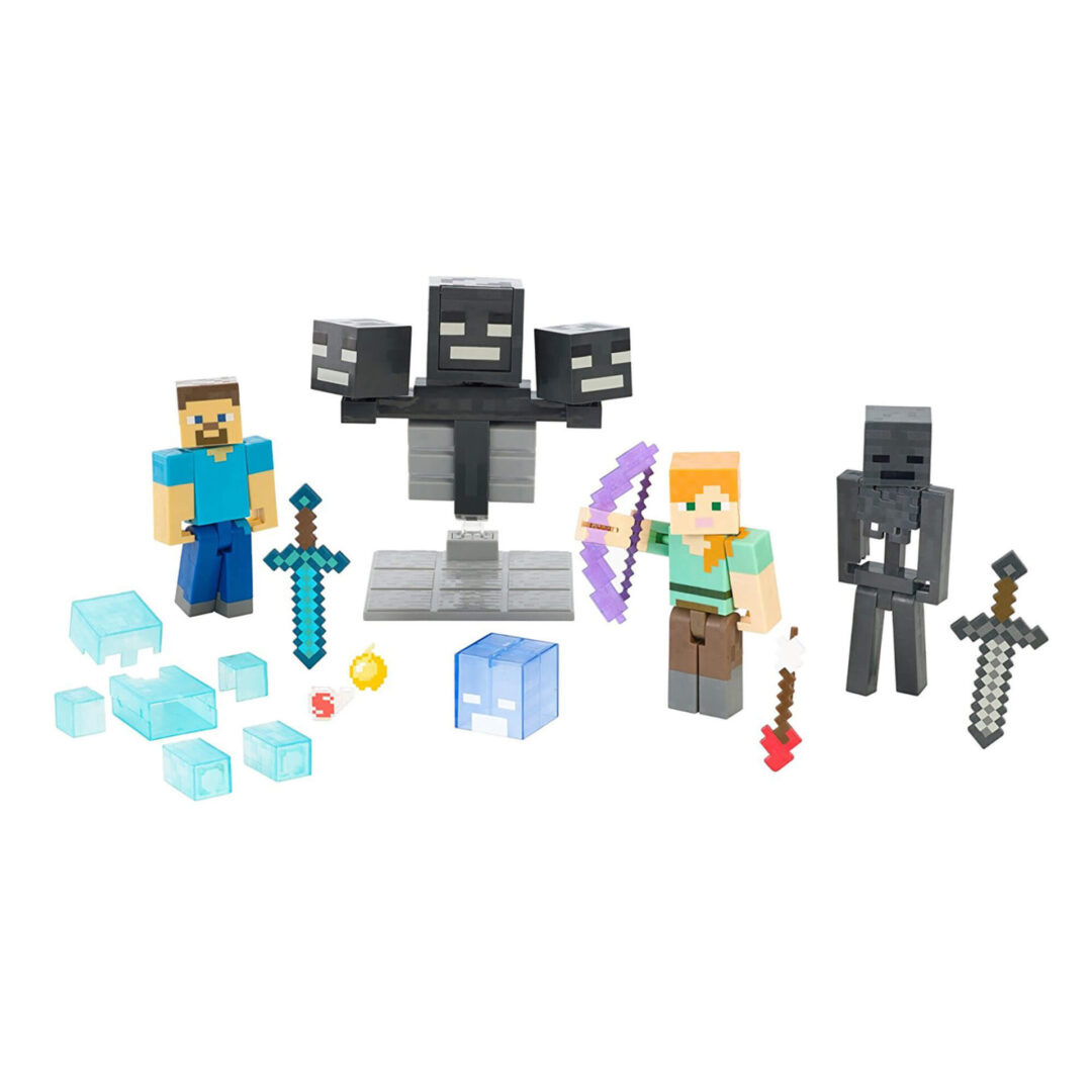 A set of minecraft figures with a sword and a sword.