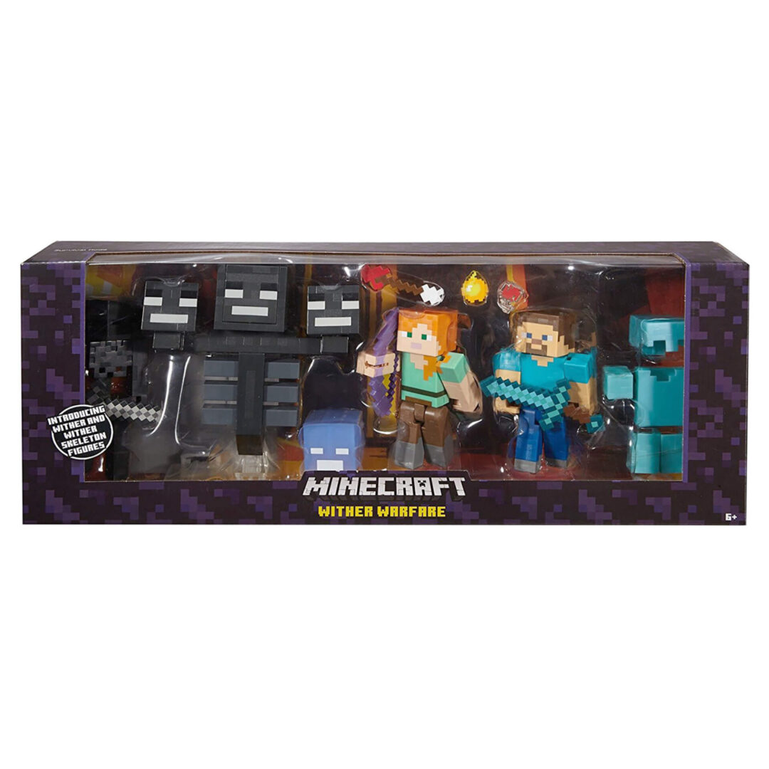 Minecraft action figure set in a box.